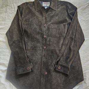 Vintage High Sierra Genuine Leather Button Down Shirt Jacket Size L